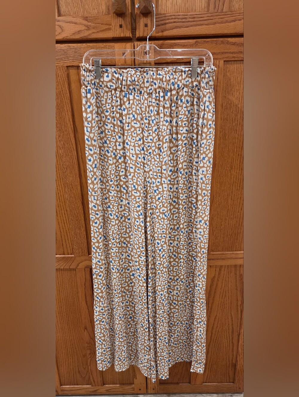 Entro Leopard Print Paperbag Waist Wide Leg Pants – Large